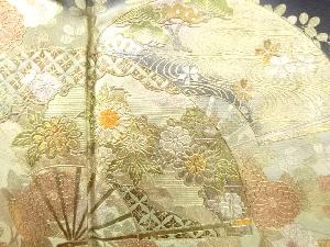 アンティーク　作家物　箔置き扇面に松桜菊模様留袖(比翼付き)